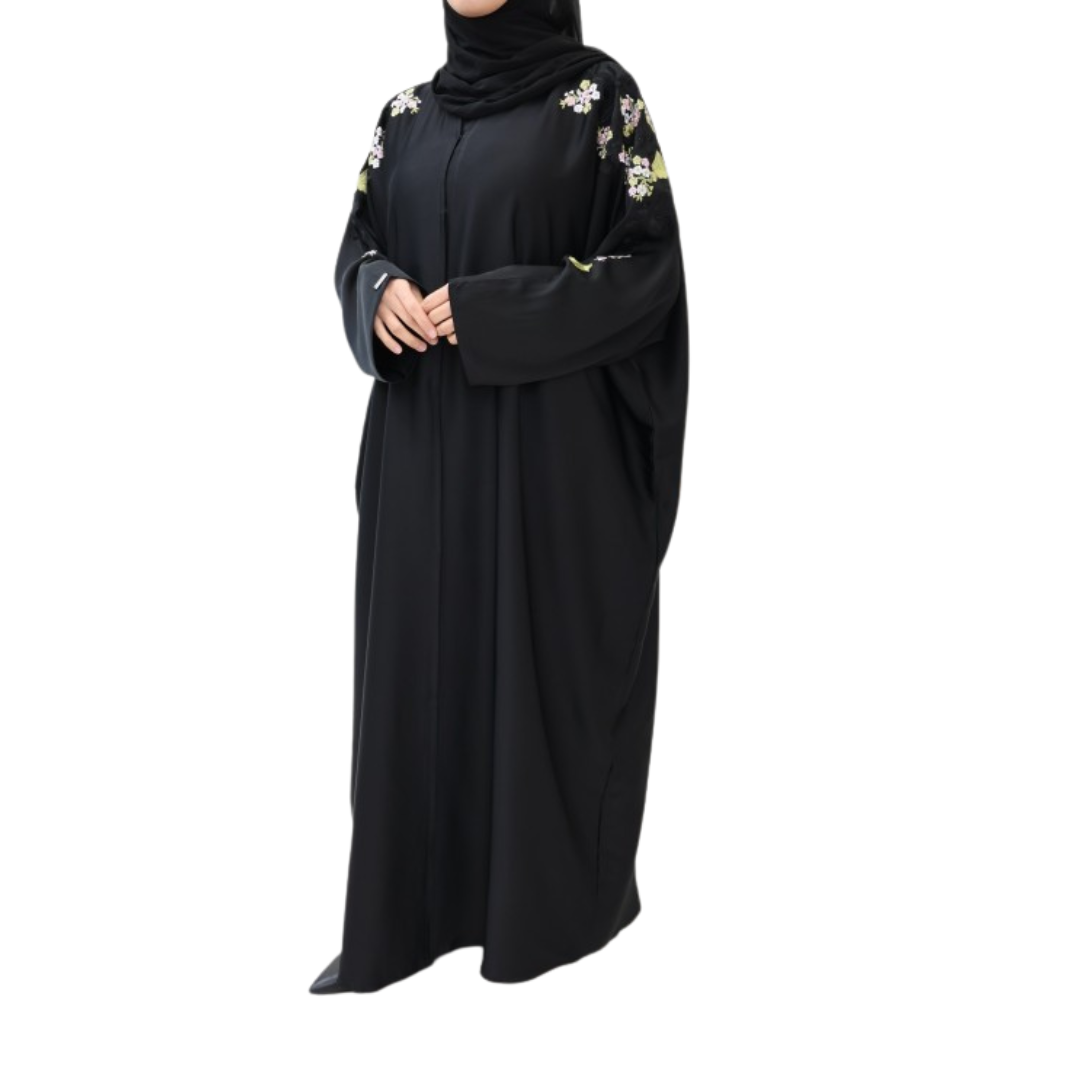 Abaya kimono Dubai embroidered Sherine Black